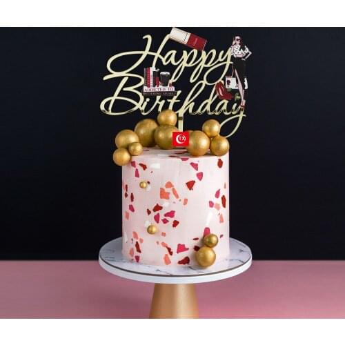 High Heels Girl Happy Birthday Acrylic Cake Toppers Exercise Yoga Baking Cake Toppers for Girls Birthday Party Cake Decorations