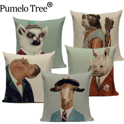 High Quality Throw Pillow Case Personalized Dog Deer Pillows Cushions Home Sofa Decor Linen Custom Cartoon Print Cushion Cover