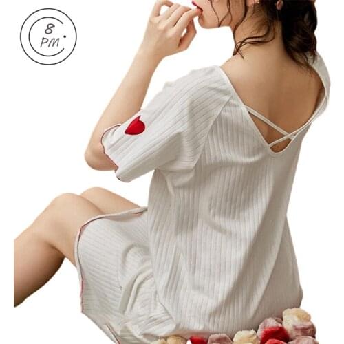 Women Pure Cotton Knitting Nightdress Plus Size Lovely Sweet Style Girls Nightgowns Spring Summer Soft Sleepshirts sleepwear