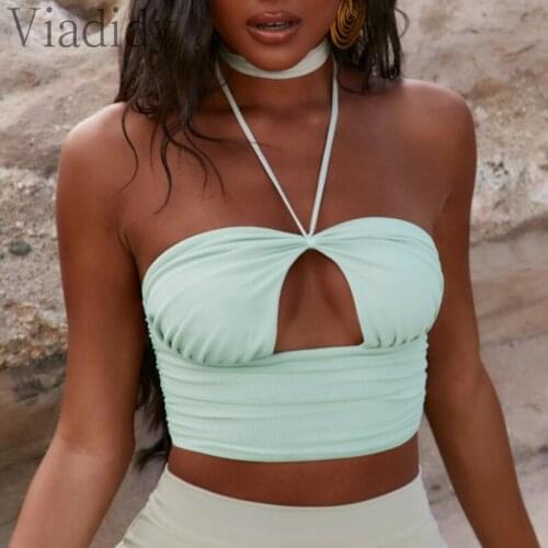 Women Sexy Mesh Cut Out Lace-up Backless Top