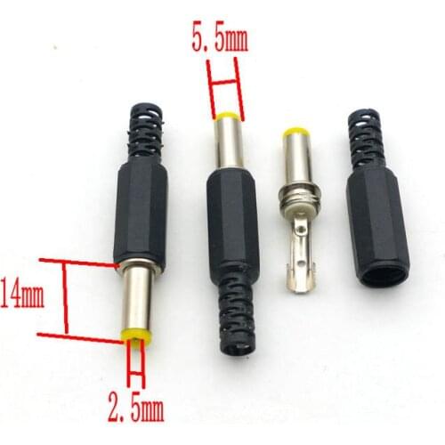 100pcs DC 5.5x2.5mm Power Plug Socket Connectors 14mm black DC 5.5*2.5 mm