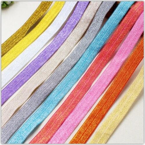 1556107,5/8'' 16MM 11 color mix Rainbow glitter ribbon Fold Over Elastic FOE 10yards,clothing accessories, headwear elastic band