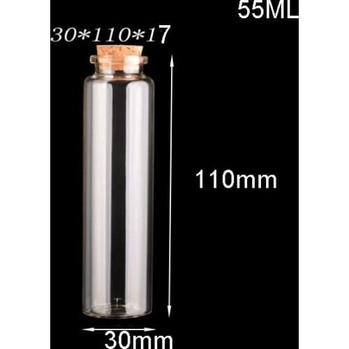 30*110*17mm 55ml 25pcs Mini Jars Container Bottle with Cork Glass Jars Pendant Container for Sand Liquid Jewelry Glass pendants