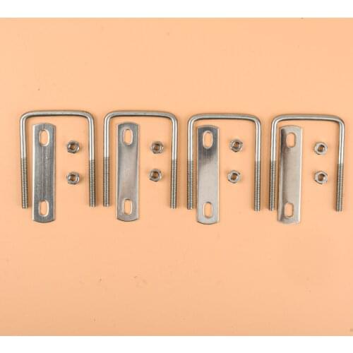 4 Sets Square U-Bolts M6 50mm Inner Width With Nut Plate For Boat Plumbing Home Industrial Applications 304 Stainless Steel