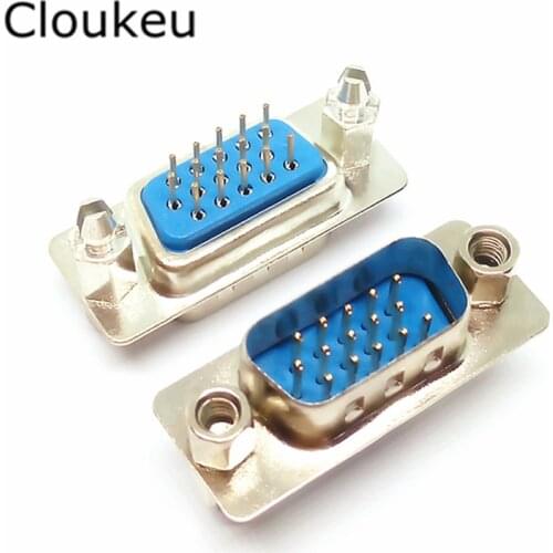 5Pcs With fixed screw DP15 pin Male Insert plate type PCB Connector VGA serial port DB15 adapter 3 row foot