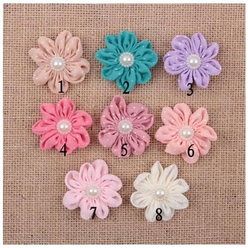 5CM DIY Craft Accessories Headwear Dot Chiffon Handmade Corsage Cloth Flowers YH473