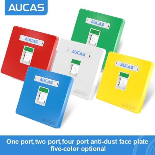 AUCAS (6pcs/lot) 4 ports Face Plate Wall mount faceplate for rj45 rj11 keystone jack module ethernet Socket Outlet 86x86mm