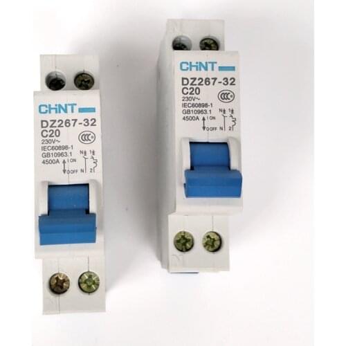 CHINT DNP 1P+N 20A MCB Double inlet and outlet air DZ267 1P+N C20A Mini Circuit Breaker