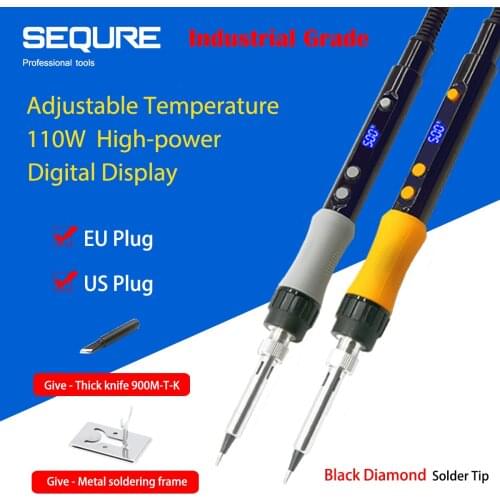 SEQURE SQ-A110 Soldering Iron Kit,110V-220V 110W Adjustable Temperature Welding Tool with Interchangeable Tip and LED Display