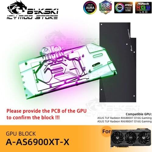 Bykski VGA Blocks For ASUS TUF Radeon RX 6900 6800 XT O16G A-RGB Video Cards Water Block Liquid Cooling Heatsink A-AS6900XT-X