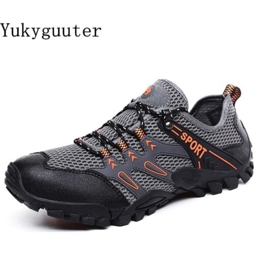 Men Hiking Shoes Outdoor Trekking Sports Climbing Boots Summer Breathable Mesh Non-slip Walking Trainers Camping Comfortable