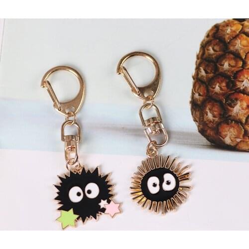 Cartoon Japanese Anime Spirited Away Keychain Coal Ball Faceless Man Key Chain Car Bag Pendant Charm Airpods Accessory Keyring