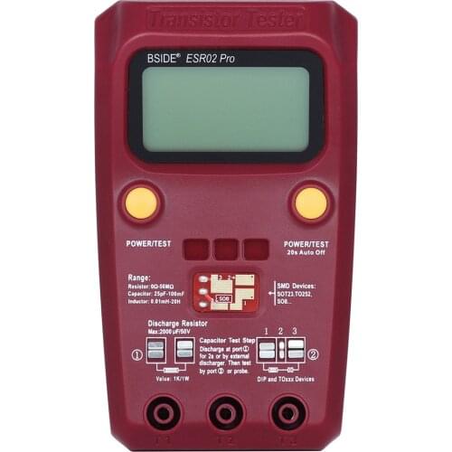 BSIDE Digital Transistor ESR02 PRO Tester SMD Components Diode Triode Resistor Capacitor Inductor MeterLCD Display MOS/PNP/NPN