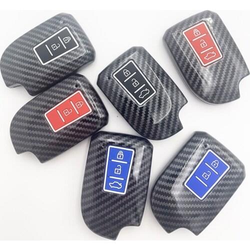 Carbon ABS Car Key Cover for Toyota Yaris Vios Previa Prado 2 3 Buttons Keychain Holder Smart Remote Control Protector Case