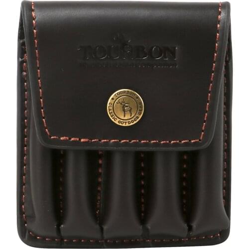 Tourbon Hunting Vintage Genuine Leather Cartridges Holder Ammo Shells Pouch 5 Rifle Bullet Rounds Wallet Carrier Gun Accessories