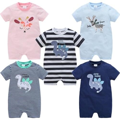 Kavkas Boy Baby Short Sleeve Rompers 100% Cotton Summer Soft Newborn Jumpsuit ropa bebe Cartoon Print One Piece Clothing