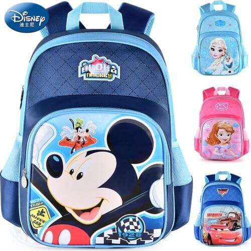 Disney Bags Mickey Waterproof School Book Backpack Kids New Upgraded Reflective Large Capacity Pink Red Bag Creative Gift