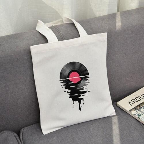 Record Art Canvas Bag Totes Simple Print Shopping Bags Girls Life Casual Pacakge Vintage Shoulder Bags for Women Trend Handbag