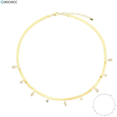 Kikichicc 100% 925 Sterling Silver Gold Zircon Charm Beads Choker Necklace 2020 Rock Punk Party Wedding Jewelry Women Fine Jewel