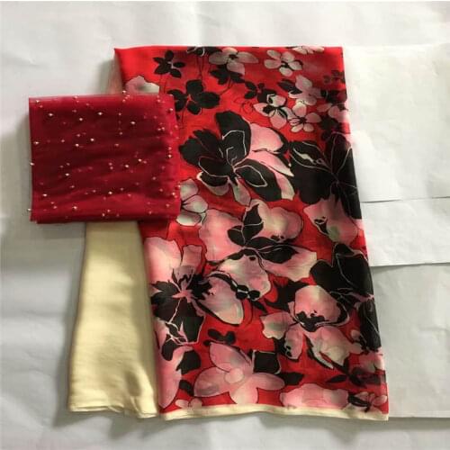 LX!High quality African 100% silk chiffon lace fabric ,for ladies dress soft and comfortable printed silk fabric! F32411