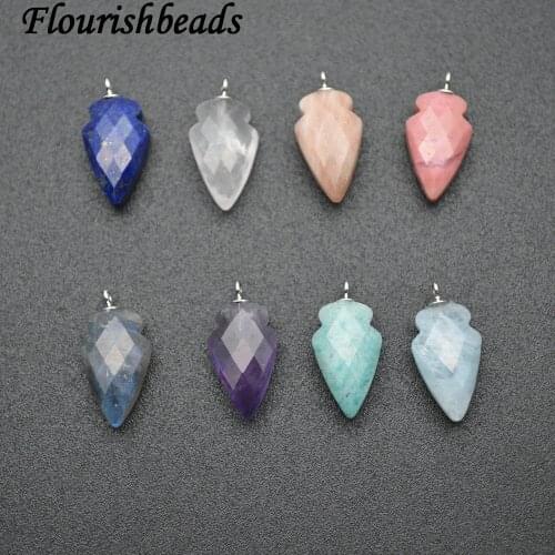 9x15mm Small Size Cute Arrow Shape Faceted Natural Stone Pendant ( Lapis / Crystal / Amethyst / Amazonite / Aquamarine Etc)