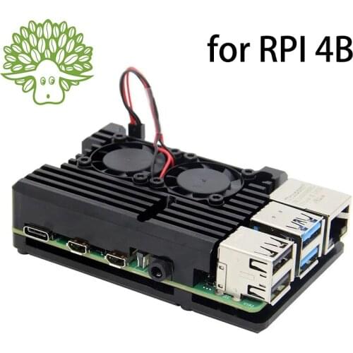 Raspberry Pi 4 4B Metal Case Raspberry Pi Case with Dual Cooling Fan Aluminum Protection Cases for RPI 4 / 4B