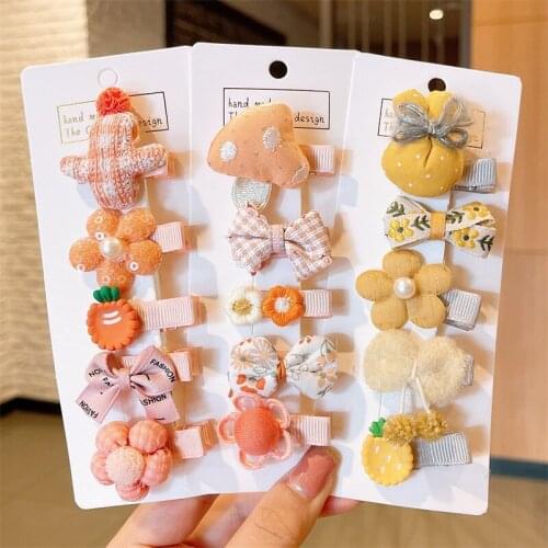 5Pcs/Set Cute Cartoon Crown Bow Baby Hair Clips Kid Girl Hair Accessories Children Animal Flower Hairpin Headdress Toddler Gift