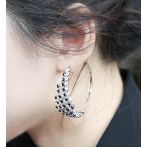 Fashion earrings necessary funds Amorous nightclub queen earrings Black and white crystal earrings exaggerated big