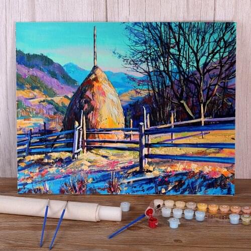 Landscape Winter Morning Coloring By Numbers Painting Kit Oil Paints 40*50 Picture By Numbers Photo Wall Handiwork