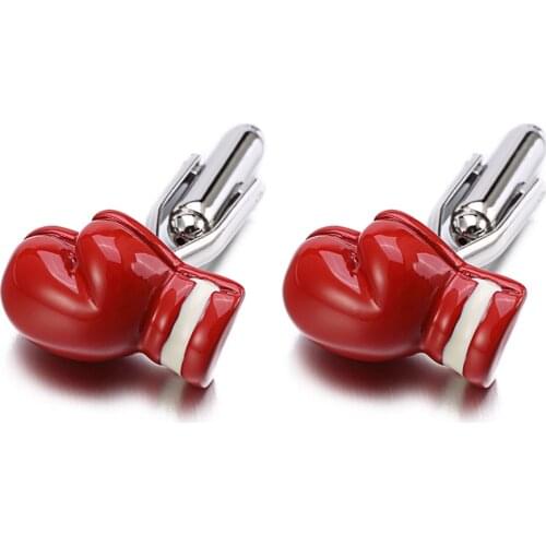 Newest Red Enamel Boxing Gloves Cufflinks for Mens Hot Real Sales Lepton Brand Novelty Glove Shape Men Shirt Cuffs Cuff links