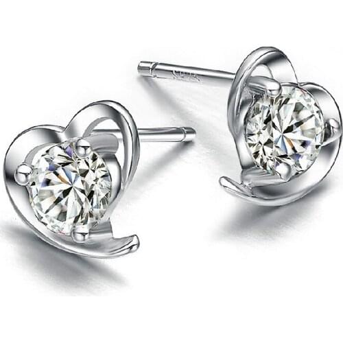 New Fashion Earrings Wholesale Earrings, Fashion Jewelry, Heart Shaped Crystal Earrings-white Crystal Hot Sale Earrings