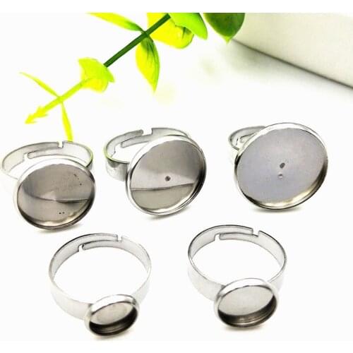Seasha 20pcs 304 Stainless Steel Ring Shank Settings for Finger Rings Jewelry Making DIY Material