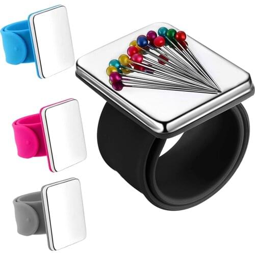 7 Colors Sewing Pincushion Silicone Wrist Hand Magnetic Needle Pad Safety Pin Cushion Storage Apparel Pin Holder Sewing Supplies