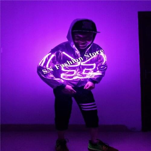 SS5-2 Hip-hop LED lighted costumes ballroom dance wears dance step ghost led clothes singer dj disco robot costumes RGB colors