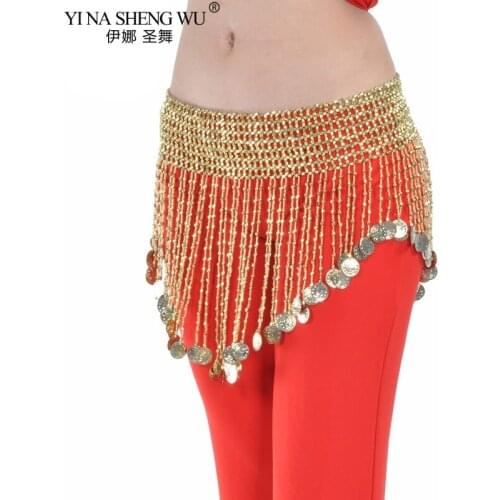Belly Dancing Triangular Waist Chain Hip Beads Tassel Coin Pendant Scarf Dance Belt Dance Wear Silver Colour Golden Accessory