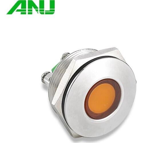 Waterproof 25mm Metal Signal Lamp Pilot Screw Terminal Connect Stainless Steel LED Warning Indicator Light