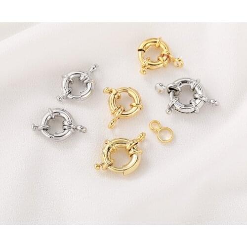 13mm 15mm 18K Gold Silver Round Clavicle Necklace Clasp Spring Clasp 2PCS For DIY Fashion Jewelry Making Finding Accessories