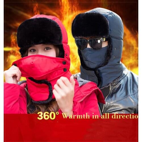 Winter Men Windproof Skiing Cap Women Cold-proof Warm Fleece Hat Ski Snowboard Bike Motorcycle Neck Warmer Helmet Riding Hat