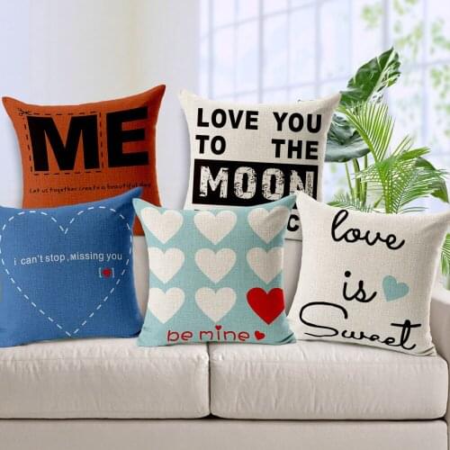 1 Pcs 45x45cm Creative Lover Couple Pattern Pillow Case Cover six Designs Cotton Home Linen Back Throw Supplies pd-11