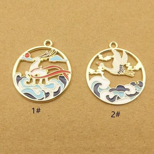 10pcs deer and bird sea wave enamel charm for jewelry making cute earring pendant bracelet necklace charms diy design charms