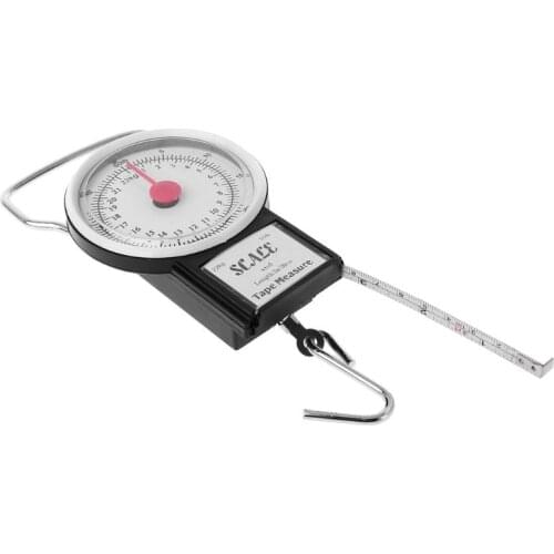 11XC 22kg/50lb Portable Hanging Scale Balance Fish Hook Weighing Balance Kitchen With Measuring Tape Measure Fishing Scales