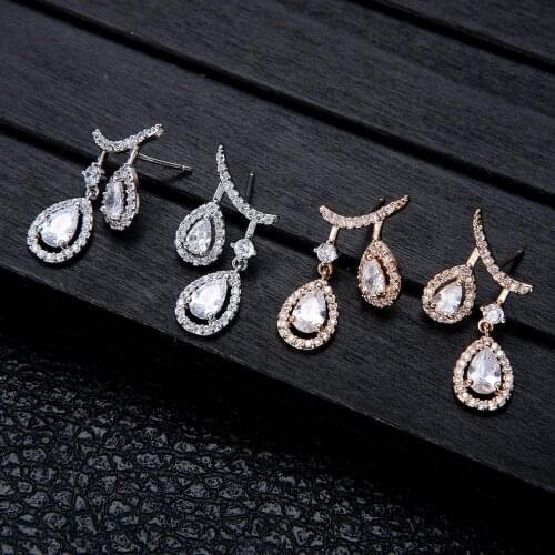 20mm Luxury Clear Water Drop Cubic Zirconia CZ Engagement Wedding Party Nightclub Statment Stud Earring E7816