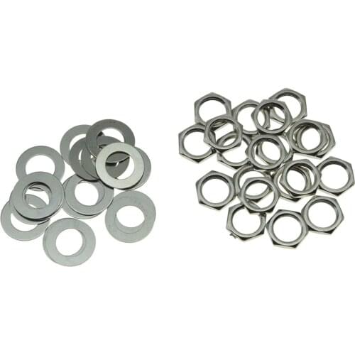 KAISH 20pcs US Thread 3/8" Guitar Pots Nuts Potentiometer Hex Nut and Washers for CTS Pots & Switchcraft Jacks Nickel