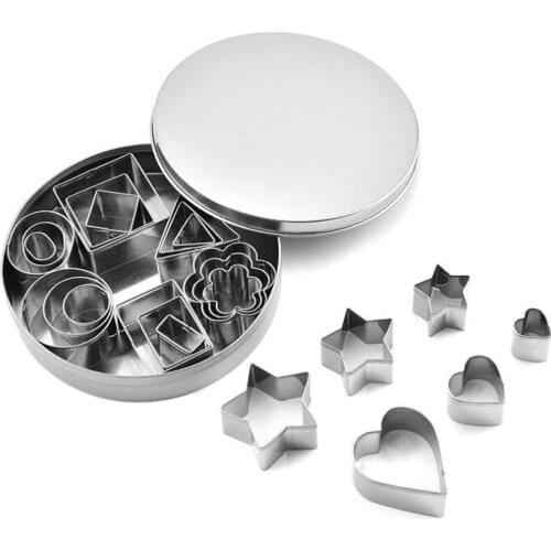 24pcs/set Star Heart Cutter Mould Mousse Cake Stainless Steel Cookie Cutters Film Kitchen Accessory DIY Baking Tools Decoration
