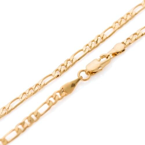 3.3MM Mens Boys Chain Flat CUT FIGARO Necklace Gold Filled Necklace Customize size 18inch Jewelry