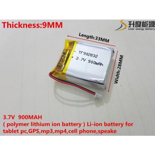 3.7V 900mAh 902833 Lithium Polymer Li-Po li ion Rechargeable Battery cells For Mp3 MP4 MP5 GPS