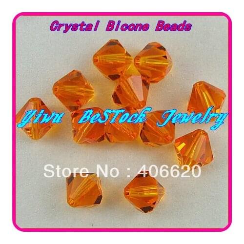 Free Shipping, 720pcs/Lot 4mm orange color Chinese Top Quality Crystal Bicone Beads