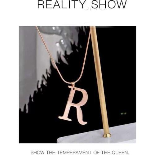 Initial Letter Big "R" 14 k Rose Fine Solid Gold Titanium steel Pendant & Chain Necklace comes with a 100% Quality Guarantee