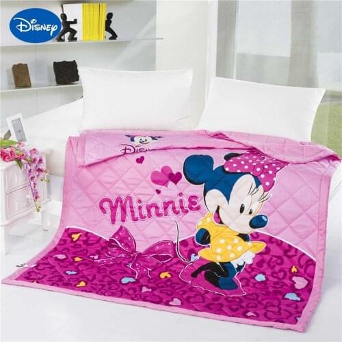 Disney Cartoon Minnie Mouse Print Quilts Comforter Bedding Cotton Cover 150*200cm 200*230cm Summer Girls Baby Bedroom Decor Pink