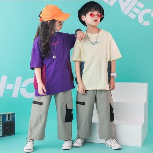 Children Hip Hop Dance Clothing Oversized T Shirt Tops Casual Pants for Girls Boys Dance Costume Kids Ballroom Dancing Clothes